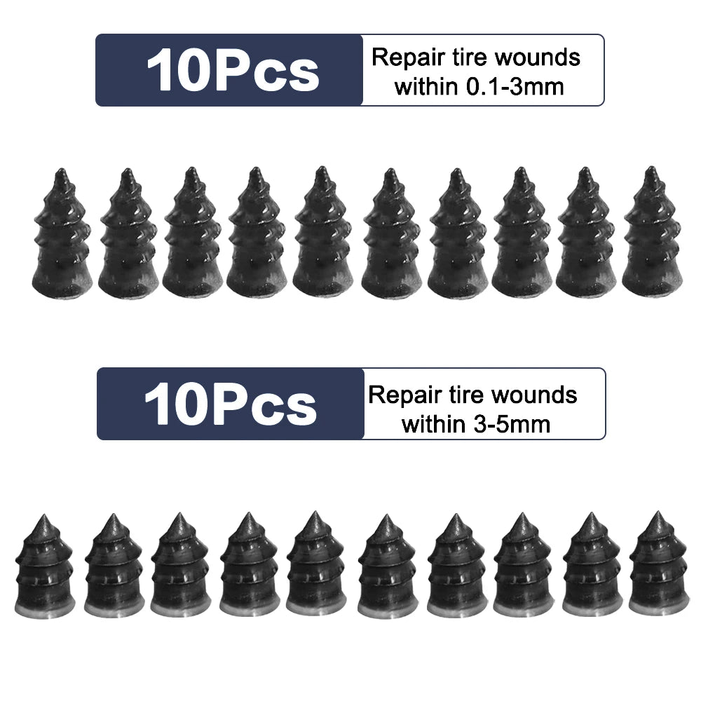 10/30Pcs Car Tyre Repair Rubber Nail Set Universal Car Motorcycle Tyre Repair Nails Truck Scooter Bike Tire Puncture Repair Tool