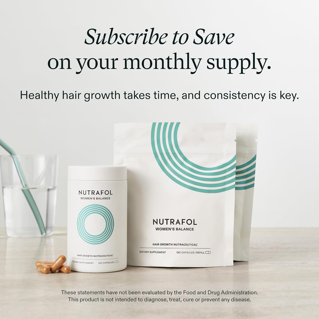 Nutrafol Women's Balance Hair Growth Supplements, Ages 45 and Up, Clinically Tested for Visibly Thicker Hair and Scalp Coverage, Dermatologist Recommended - 1 Month Supply