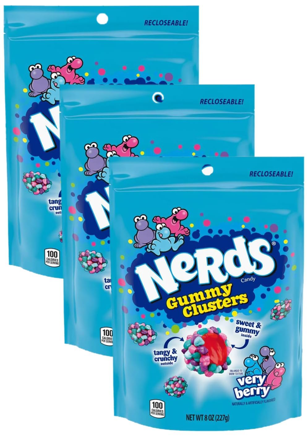 Nerds Juicy Gummy Clusters, Strawberry Punch, Juicy And Gummy Candy, 1 Stand Up Bag, For Snacking And Sharing, 7.15 Oz