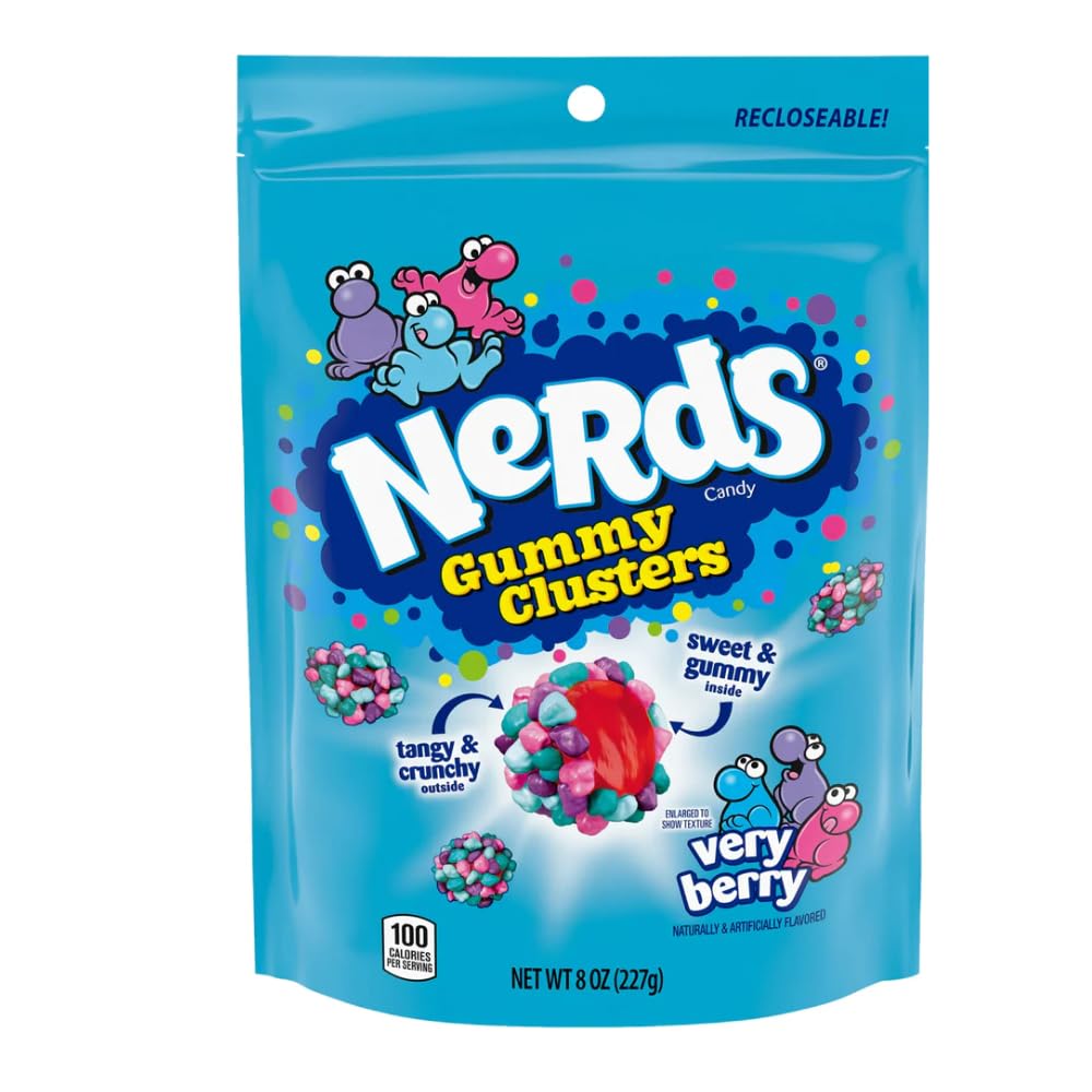 Nerds Juicy Gummy Clusters, Strawberry Punch, Juicy And Gummy Candy, 1 Stand Up Bag, For Snacking And Sharing, 7.15 Oz