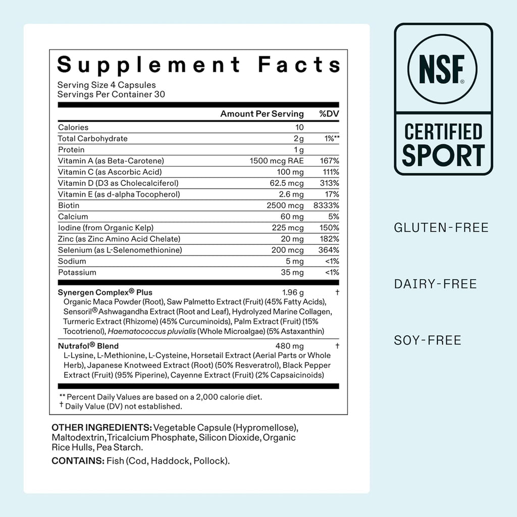 Nutrafol Women's Balance Hair Growth Supplements, Ages 45 and Up, Clinically Tested for Visibly Thicker Hair and Scalp Coverage, Dermatologist Recommended - 1 Month Supply