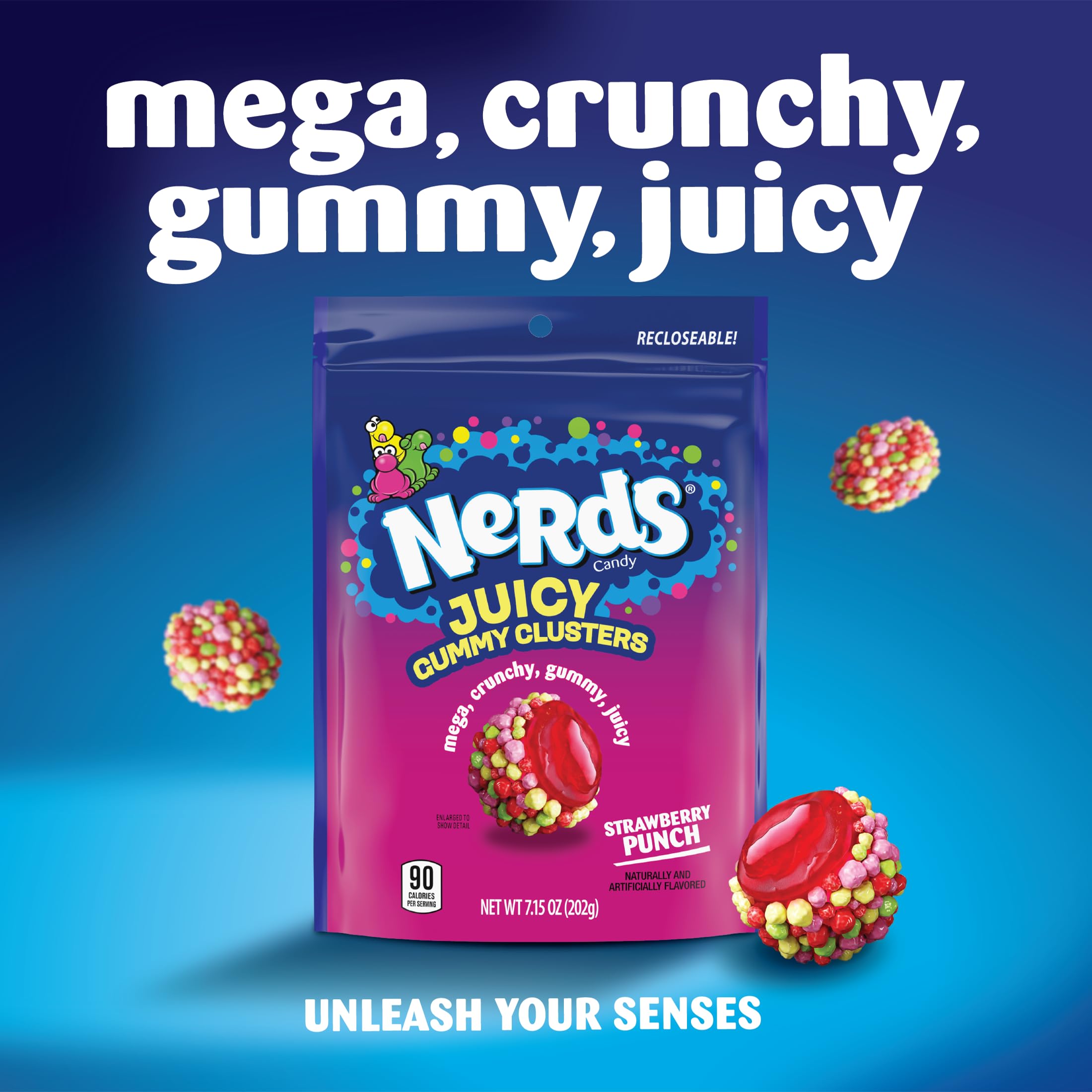 Nerds Juicy Gummy Clusters, Strawberry Punch, Juicy And Gummy Candy, 1 Stand Up Bag, For Snacking And Sharing, 7.15 Oz