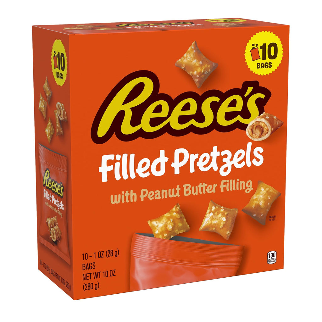 Reese's Pretzels rellenos, nuggets de pretzel de mantequilla de maní, crujientes, listos para comer, aperitivo dulce y salado, tarro de 18 onzas