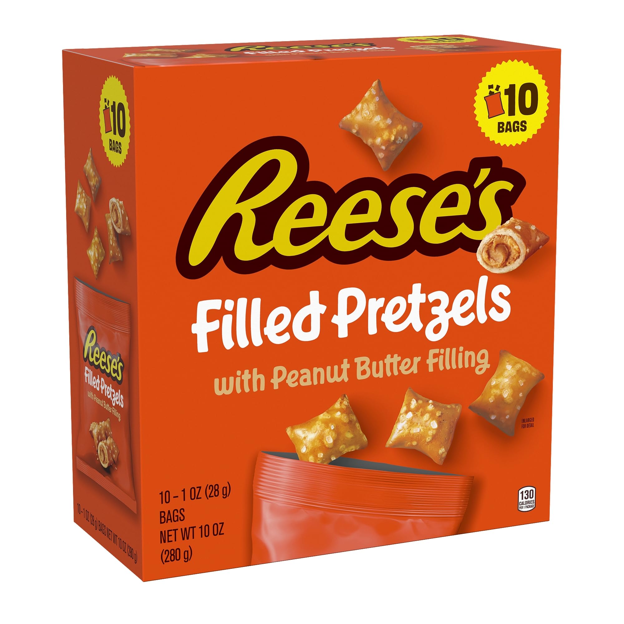 Reese's Pretzels rellenos, nuggets de pretzel de mantequilla de maní, crujientes, listos para comer, aperitivo dulce y salado, tarro de 18 onzas