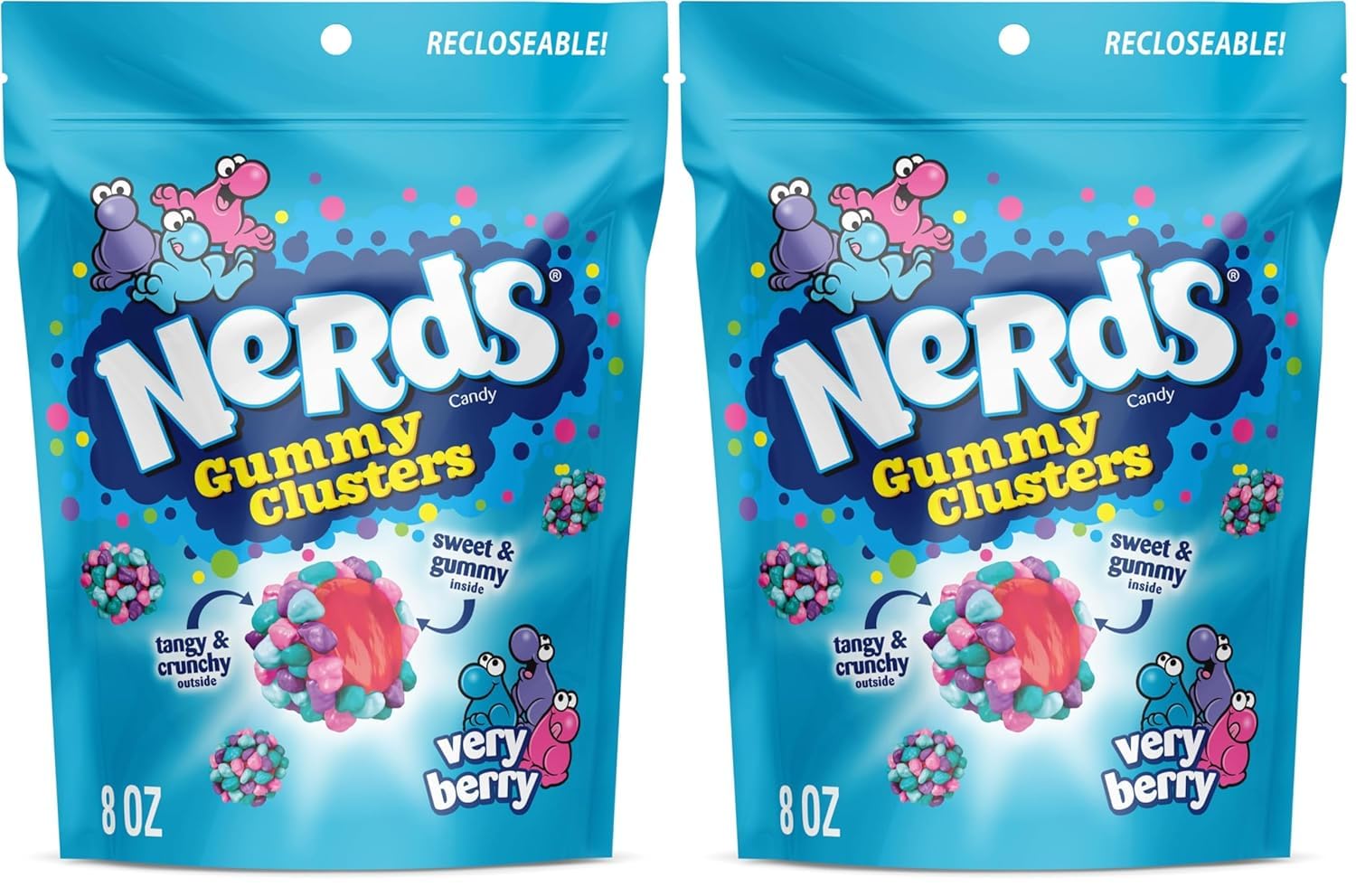 Nerds Juicy Gummy Clusters, Strawberry Punch, Juicy And Gummy Candy, 1 Stand Up Bag, For Snacking And Sharing, 7.15 Oz