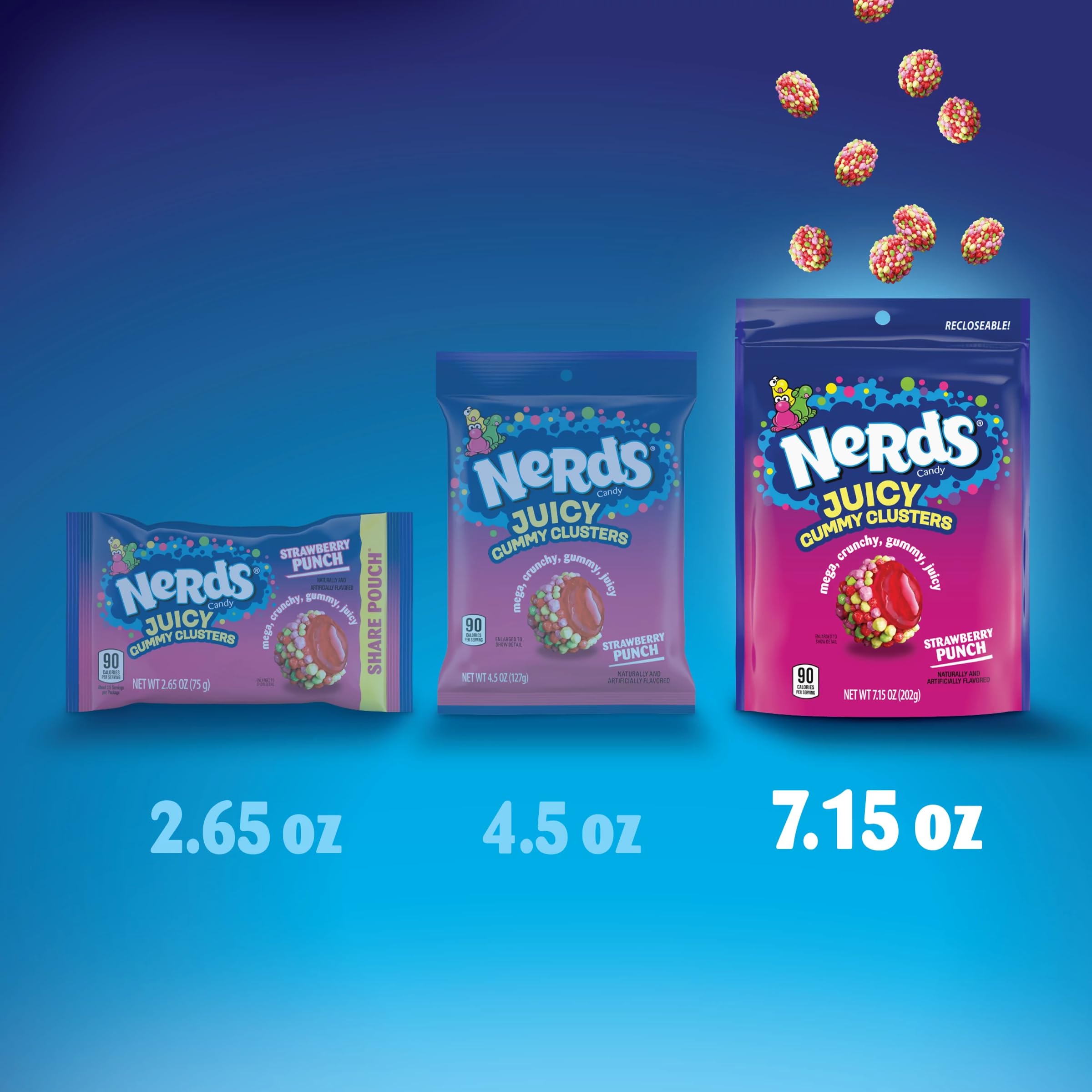 Nerds Juicy Gummy Clusters, Strawberry Punch, Juicy And Gummy Candy, 1 Stand Up Bag, For Snacking And Sharing, 7.15 Oz