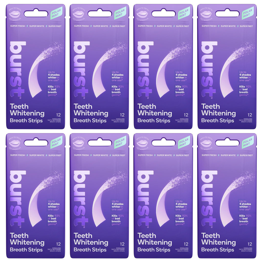 BURST Teeth Whitening Breath Strips (Polar Mint/1 Pack) | Kills 93% of Bad Mouth Germs | Up to 4 Shades Whiter in One Use | Easy to Apply/Quick Dissolving