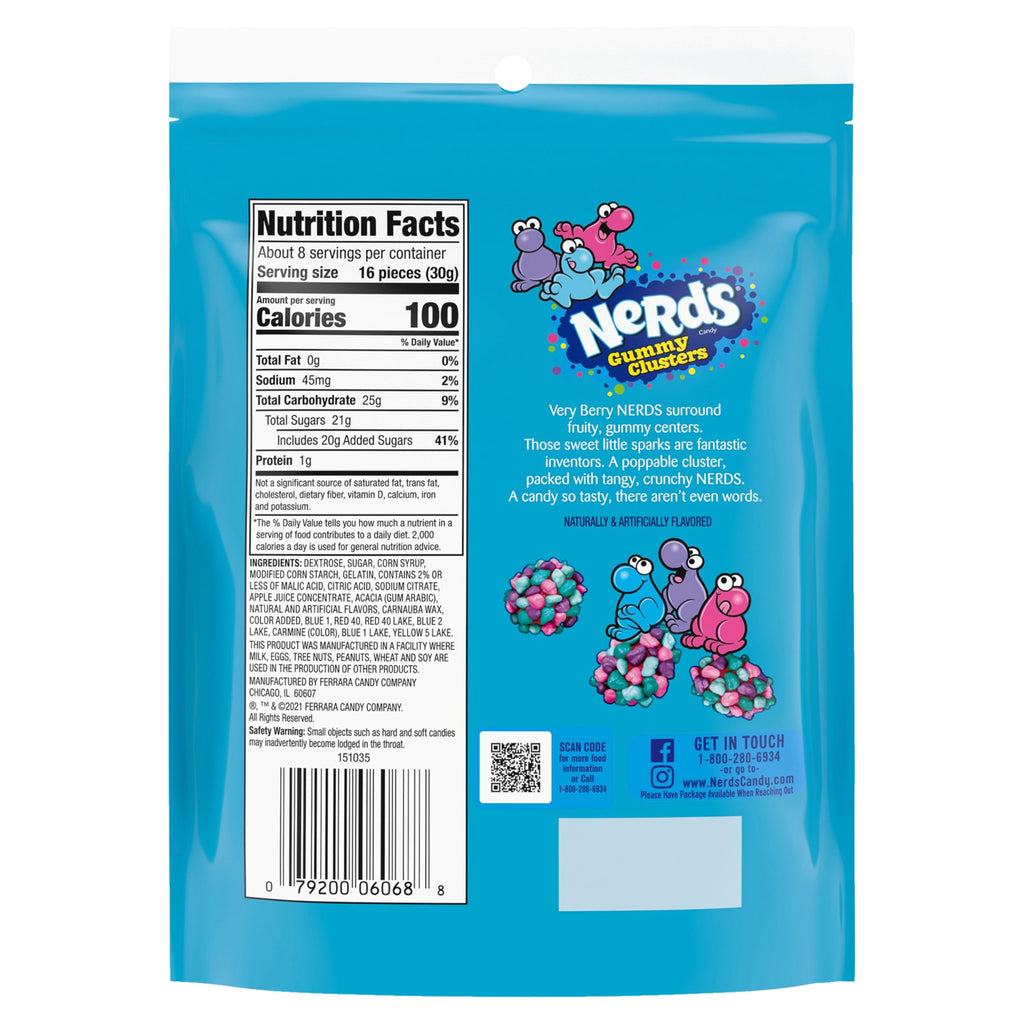 Nerds Juicy Gummy Clusters, Strawberry Punch, Juicy And Gummy Candy, 1 Stand Up Bag, For Snacking And Sharing, 7.15 Oz