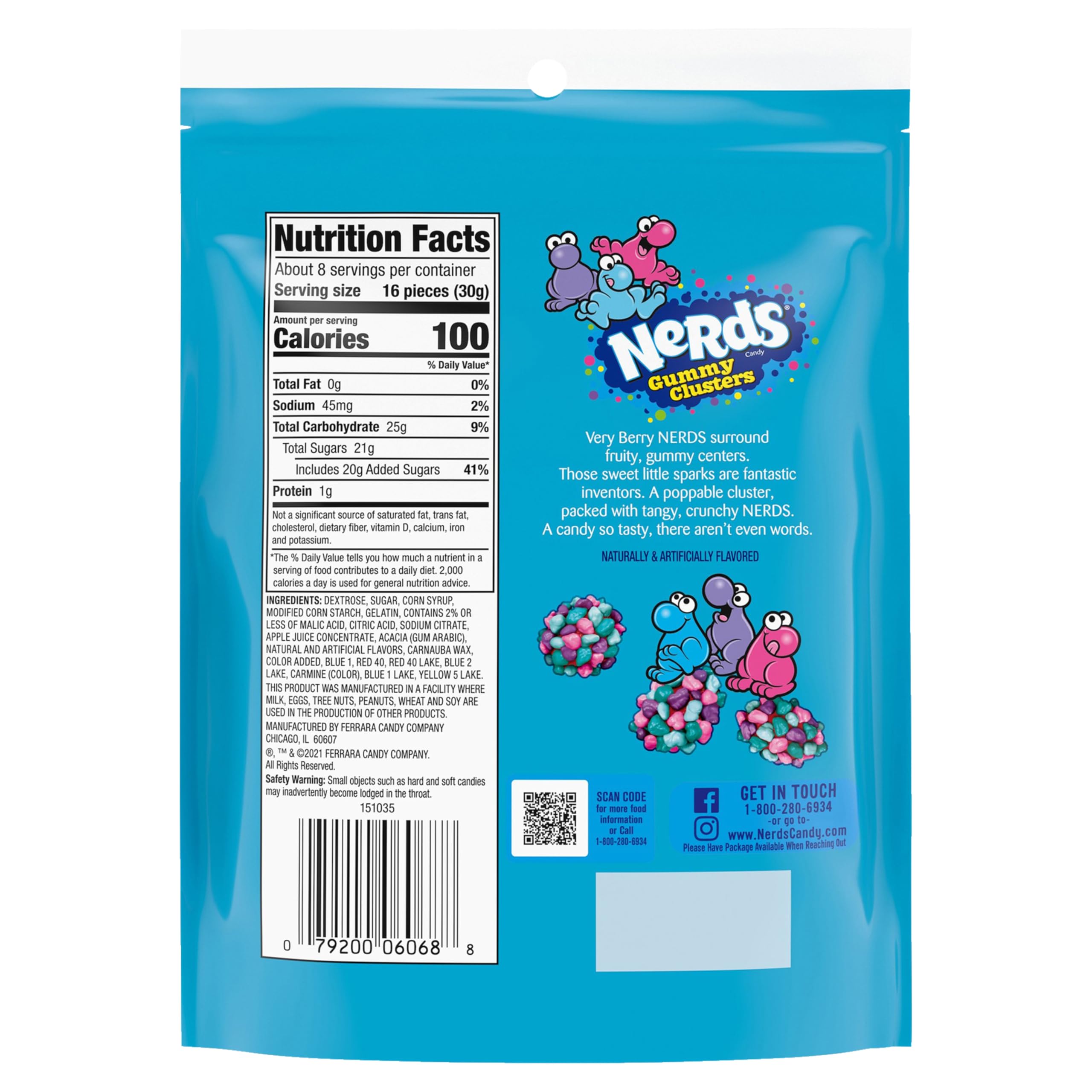 Nerds Juicy Gummy Clusters, Strawberry Punch, Juicy And Gummy Candy, 1 Stand Up Bag, For Snacking And Sharing, 7.15 Oz