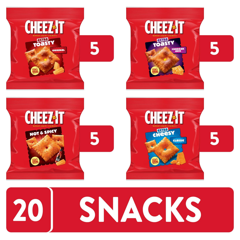 Cheez-It Cheese Crackers, Baked Snack Crackers, Lunch Snacks, Variety Pack, 12.1oz Box (12 Packs)