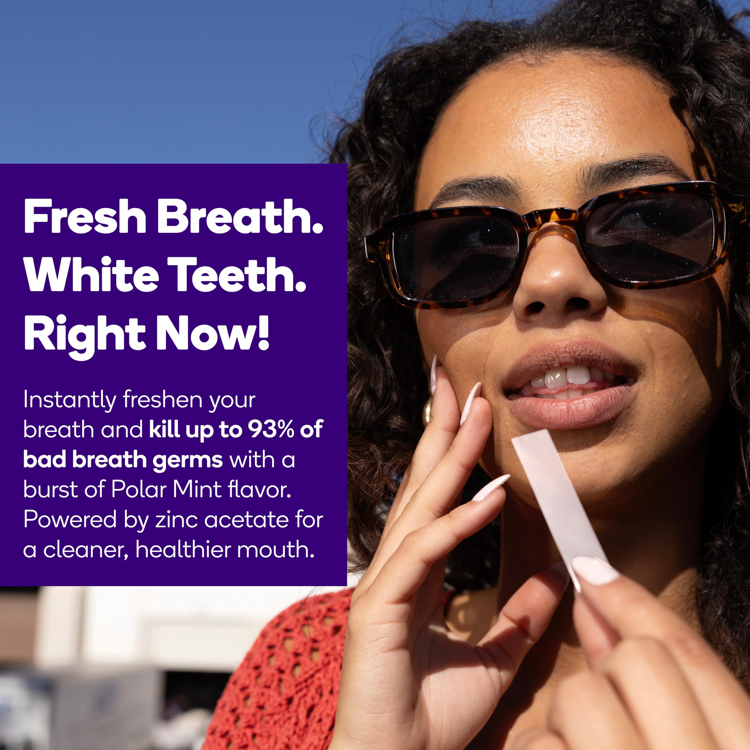 BURST Teeth Whitening Breath Strips (Polar Mint/1 Pack) | Kills 93% of Bad Mouth Germs | Up to 4 Shades Whiter in One Use | Easy to Apply/Quick Dissolving