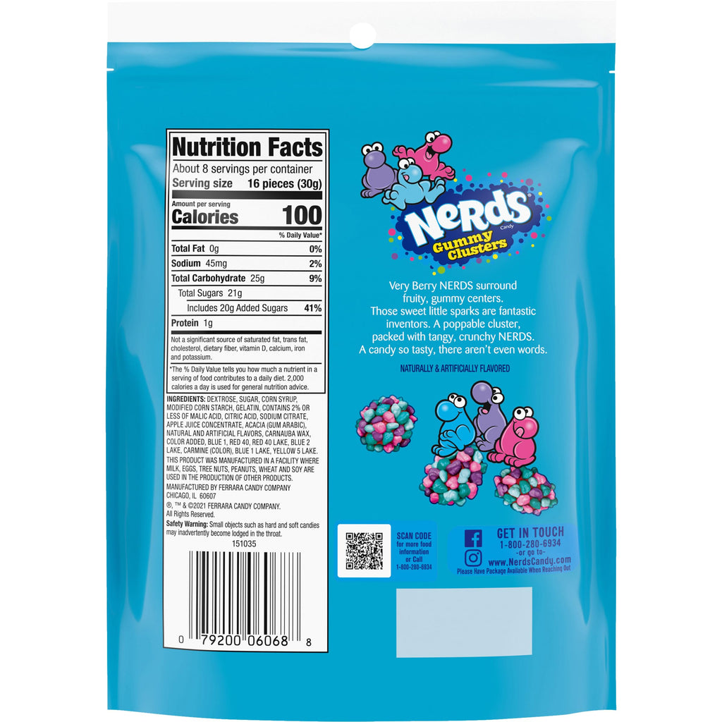 Nerds Juicy Gummy Clusters, Strawberry Punch, Juicy And Gummy Candy, 1 Stand Up Bag, For Snacking And Sharing, 7.15 Oz