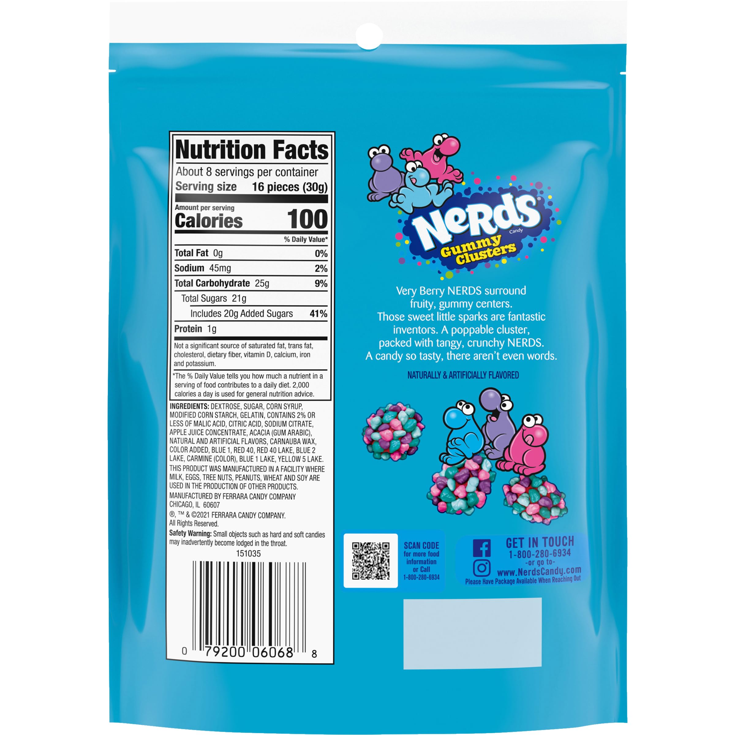 Nerds Juicy Gummy Clusters, Strawberry Punch, Juicy And Gummy Candy, 1 Stand Up Bag, For Snacking And Sharing, 7.15 Oz
