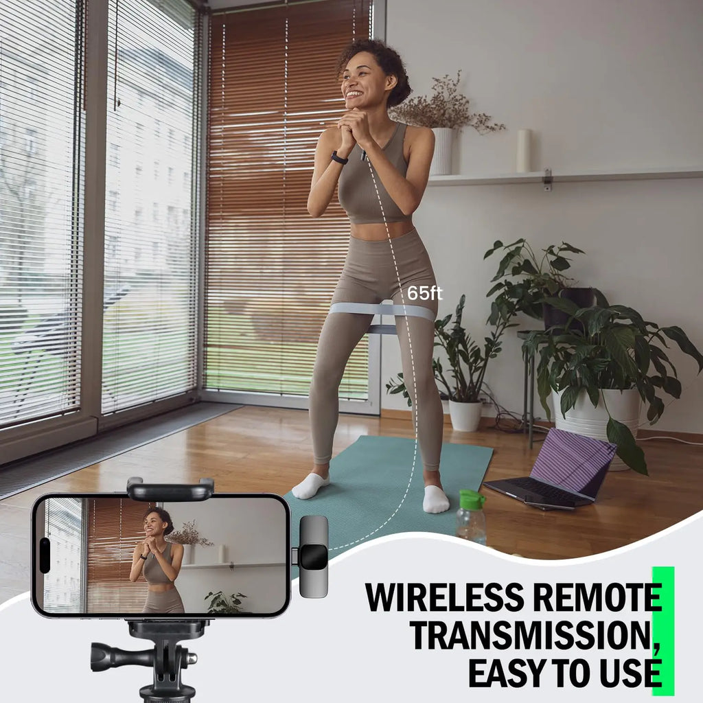 Basix 2.4G Wireless Lavalier Microphone Portable Audio Video Recording Mini Mic for iPhone Android Live Broadcast Gaming Phone