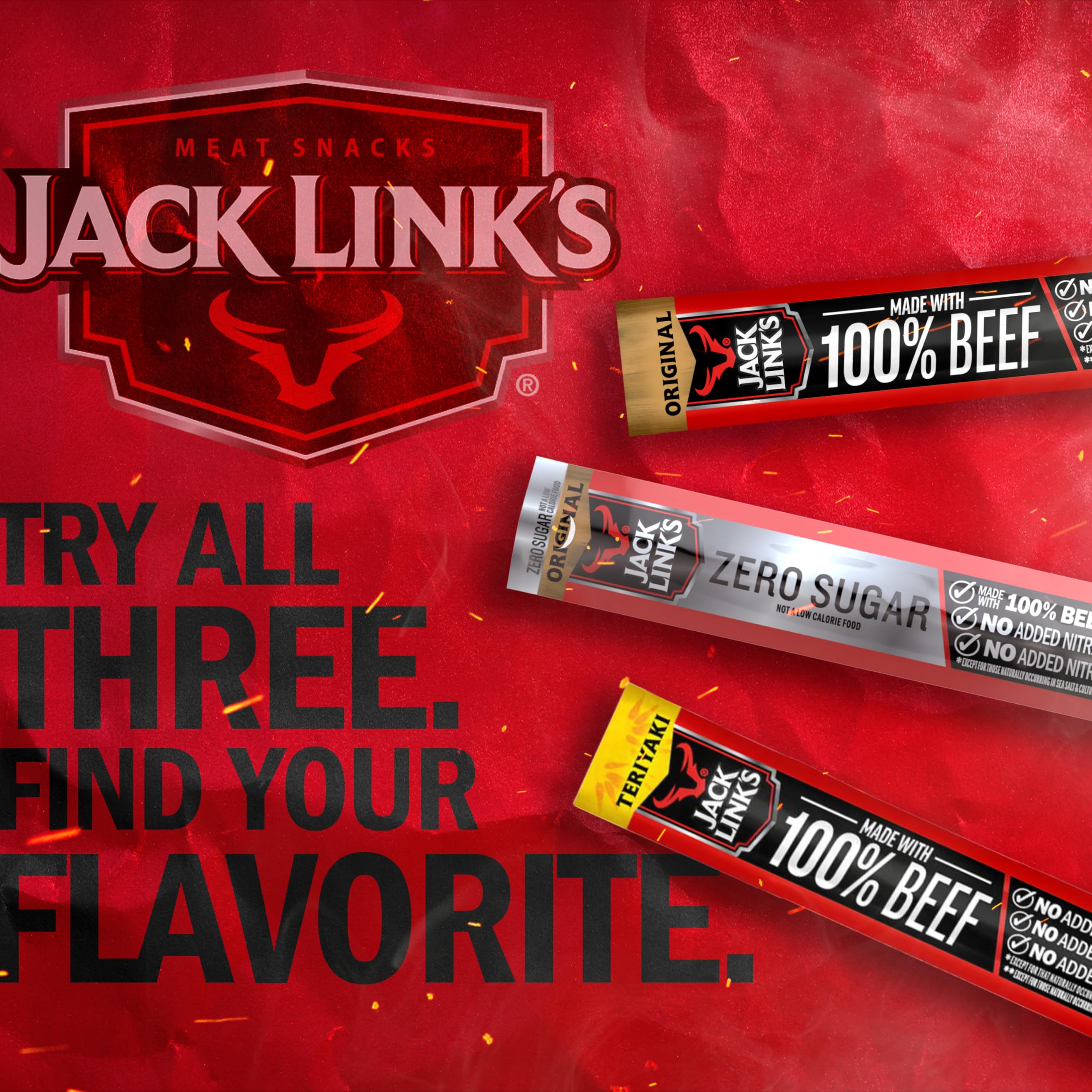 Jack Link's Original Zero Sugar Beef Sticks - (20 Pack) 0.92 oz Meat Sticks - Ready to Eat Protein Snacks - 5g Protein per Serving - Made with 100% Real Beef