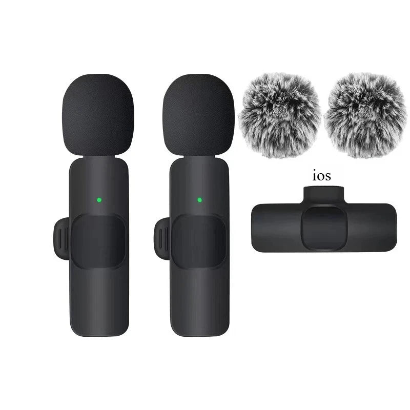 Basix 2.4G Wireless Lavalier Microphone Portable Audio Video Recording Mini Mic for iPhone Android Live Broadcast Gaming Phone