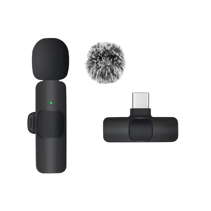 Basix 2.4G Wireless Lavalier Microphone Portable Audio Video Recording Mini Mic for iPhone Android Live Broadcast Gaming Phone