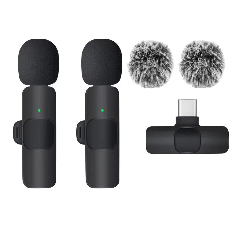 Basix 2.4G Wireless Lavalier Microphone Portable Audio Video Recording Mini Mic for iPhone Android Live Broadcast Gaming Phone